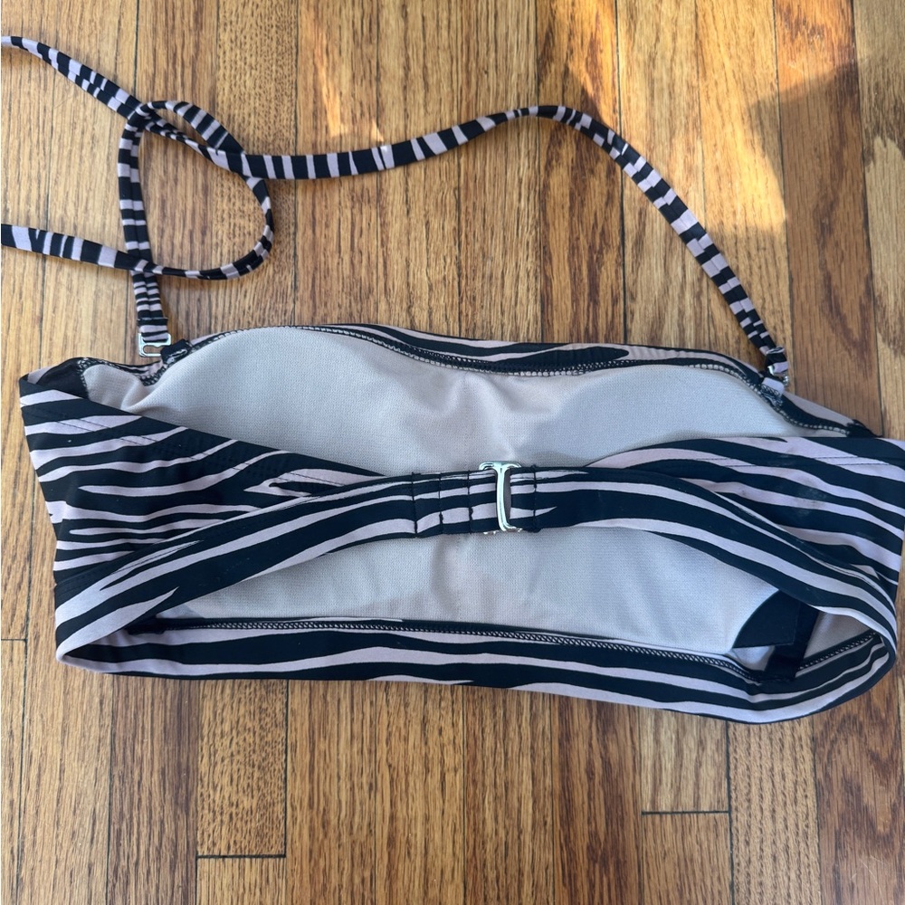 Kona Sol Zebra Print Bandeau Bikini Top with Strap - Picture 3 of 5